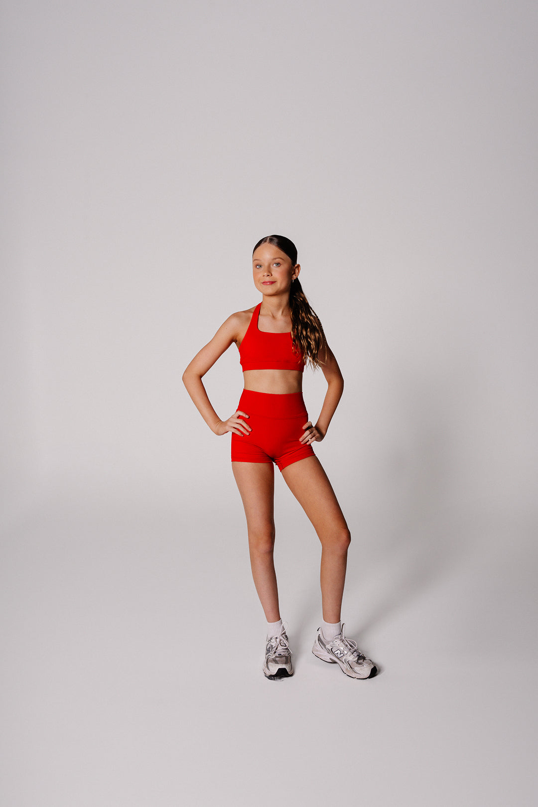 Flex Halter Crop Top Flex Shorts - Red