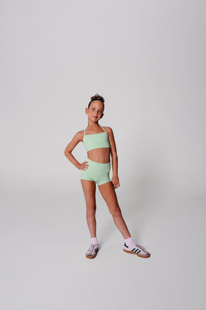 Rise Crop Top Rise Shorts - Light Green